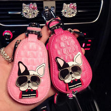 French Bulldog Car Key Leather Holder